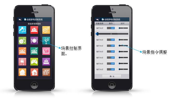 Android/IOS版全能家電手機APP（手機智能家居APP)場景控制界面說明